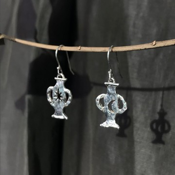 925銀 黃銅 寶瓶 星月 耳環