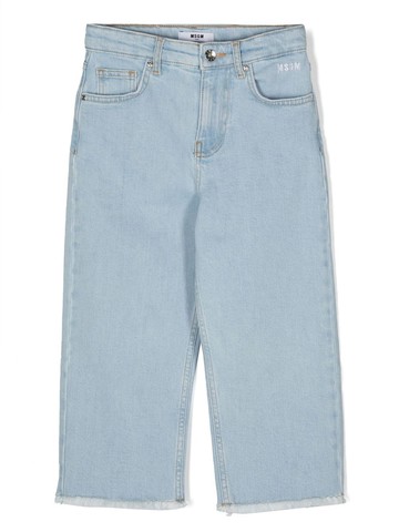 MSGM Kids - straight-leg cropped jeans - kids - Spandex/Elastane/Cotton - 14 yrs - Blue
