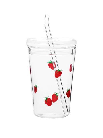 少女心吸管杯玻璃透明水杯網紅ins可愛杯子牛奶杯好看的家用帶蓋