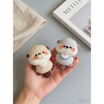 特價💡迷你情侶小海獅玩偶 diy材料包手工編織鑰匙掛件毛綫鈎織可愛禮物 鈎針 編織材料包 ,手工 diy手作材料 鈎織