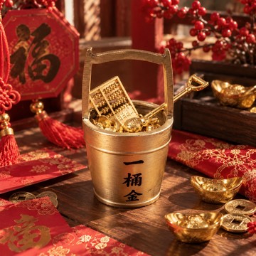 【保庇BOBEE】紫南宮過爐招財一桶金 招財擺設(附壓克力展示盒)