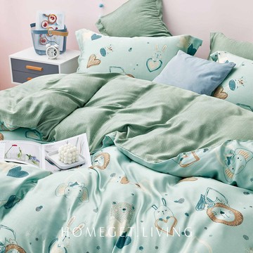 (無被套)天絲100%萊賽爾 / 三件式床包枕套組 / 萌物樂園