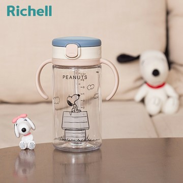 【Richell 利其爾】SNOOPY 史努比 LC 吸管水杯 320ML - 藍