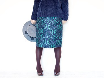 Covent Garden 綠色 - 帶點不羈的緹花圖案窄裙