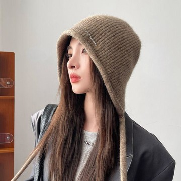 兔毛毛線帽🔥帽子女秋冬針織帽子 護耳 大頭圍百搭 街頭出遊個性穿著 日常通勤簡約造型 戶外旅行機能穿戴 舒適包覆
