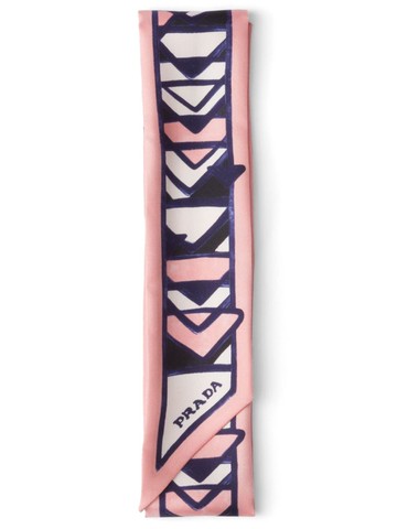 Prada - triangle-print silk scarf - women - Silk - One Size - Pink