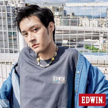 EDWIN 男裝 復古光譜印花短袖T恤-暗灰色