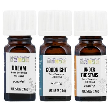 Aura Cacia, 睡眠套件，全混合精油，3 瓶，每瓶 0.25 液量盎司（7.4 毫升）