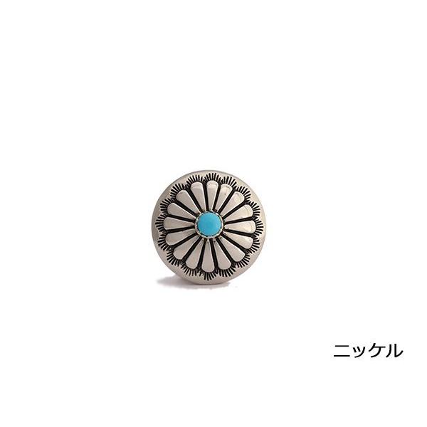 ストーンコンチョ ターコイズ（ニッケル） 25mm 1ヶ ネジ式（タイプF） [コンチョワールド]  レザークラフトコンチョ 25mm