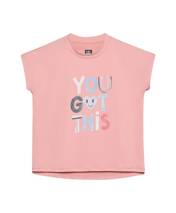 粉色字母短袖快乾上衣116cm