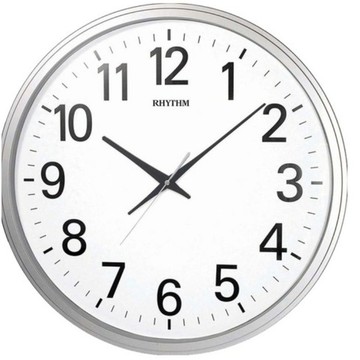 【出清品】63_RHYTHM 麗聲 經典居家實用款客廳必備超大型超靜音掛鐘, 珍珠銀, 1個