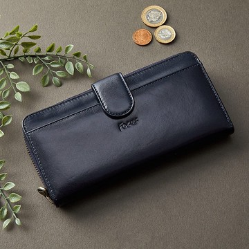 真皮女用長夾 / 大容量長夾拉鍊包 / 真皮長夾_藍/綠2色任選F3475