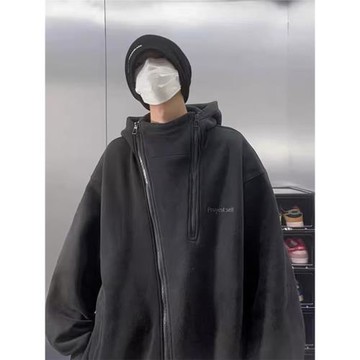 oversize重磅開衫衛衣男春秋高級感潮牌痞帥美式高街復古連帽外套