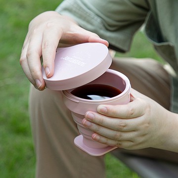 日本霜山 耐熱矽膠摺疊伸縮隨行杯(附登山扣環)-250ml-2入-多色選