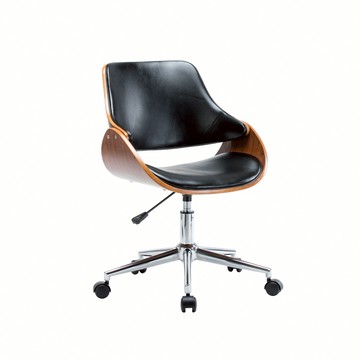 E-home Gina吉娜皮面曲木電腦椅-黑色