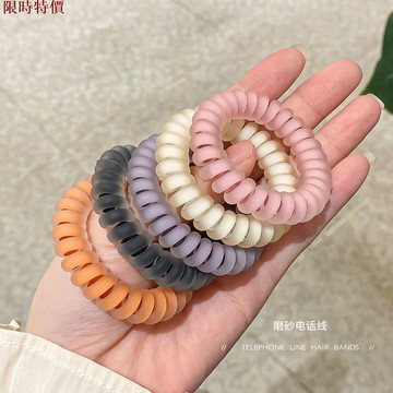 促銷 髮帶 兔耳朵髮帶 發繩 可愛髮繩透色磨砂電話線發圈簡約耐用高彈力皮筋女扎頭發頭繩馬尾皮套發繩あ