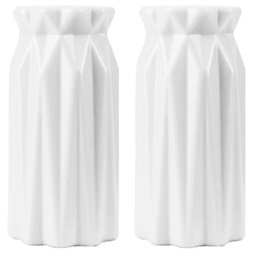 北歐簡約菱形花瓶 Set 2 白色 塑料花瓶 中國製  8.5 x 17cm 瓶口寬5cm