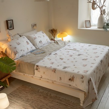 棉床本棉  小松鼠野餐日 100%天絲™/60s床包/兩用被組 台灣製TENCEL™Lyocel天絲床組 清新床包