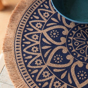 《Creative Tops》流蘇編織餐墊4入-藍曼陀羅-- 桌墊 杯墊
