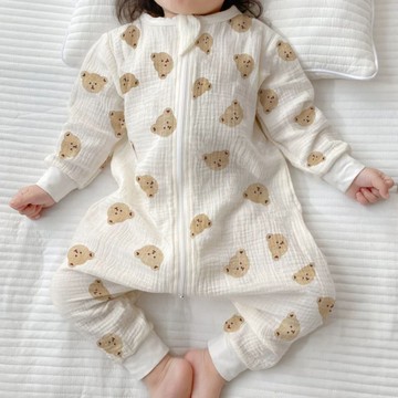 寶寶睡袋夏季薄款紗布春秋嬰兒分腿防踢男童女童兒童連體睡衣鑫弘-萌寶童裝可開發票