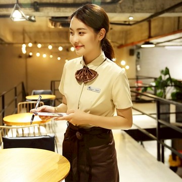 飯店奶茶火鍋蛋糕店西餐飲服務員工作服短袖前臺收銀咖啡廳夏裝女