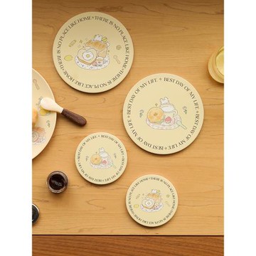 藍蓮花面包兔陶瓷隔熱杯墊辦公室ins風軟木防滑吸水墊咖啡杯墊子