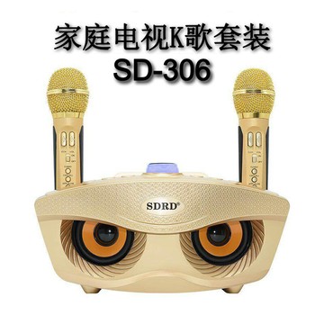 貓頭鷹卡拉ok音箱喇叭組  無線雙麥克風 ( sd-306) 家庭ktv