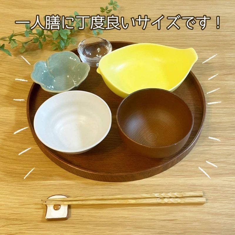 木製トレー 丸 2枚セット カフェトレー おぼん 丸形 和のトレー お茶