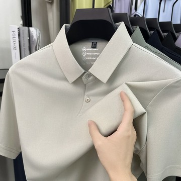 ✨限時惠購🎈夏季高檔冰絲薄款柔軟熱銷男士休閒純色寬鬆POLO衫
