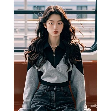 ✨春意盎然✨ 2025新款上衣 春秋新款上衣 短款上衣 美式POLO領 寬鬆套頭外頭