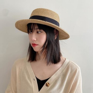 日系平頂草帽法式復古太陽帽出游度假草編禮帽遮陽女士夏季帽子