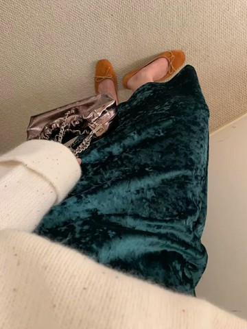 金絲絨長裙秋冬裝復古高級感加絨加厚絲絨半身裙女