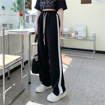 慵懶夏季高腰ins直筒闊腿衛褲