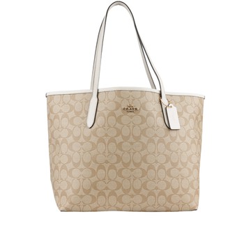COACH City 塗層帆布托特包(淺卡其/白色)