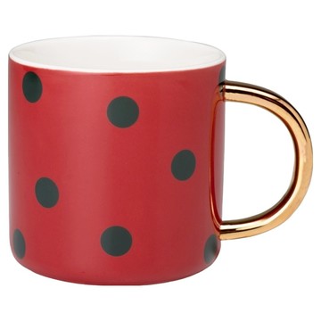 Caldo 卡朵生活 繽紛耶誕金邊馬克杯  紅色 + 黑色點點  1個