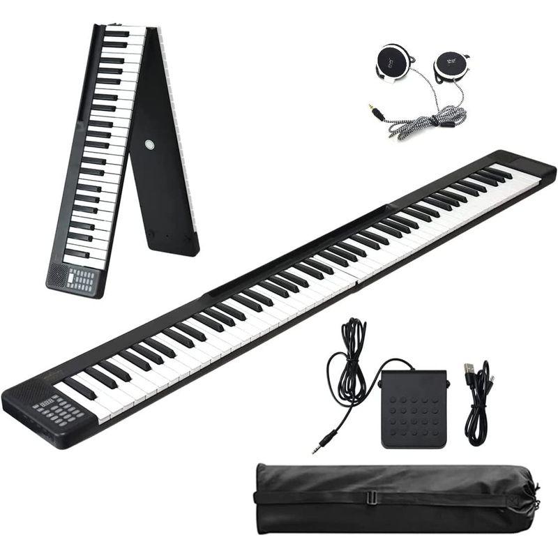 電子ピアノ キーボード Piano Keyboard 88鍵盤 折り畳み式 軽量2.8kg 充電式コードレス ON-THE-GO (BK ブ