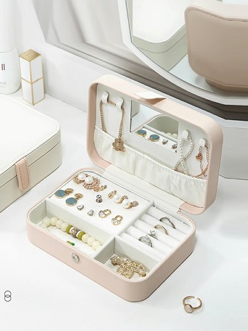 首饰盒 化妝品收納盒 小型單個金銀首飾盒旅行迷你隨身便攜耳釘耳飾戒指手飾品收納盒【MJ23489】