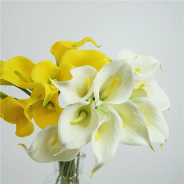 仿真花 9頭軟膠手感白色PU把束馬蹄蓮白掌 樣板間裝飾花假花