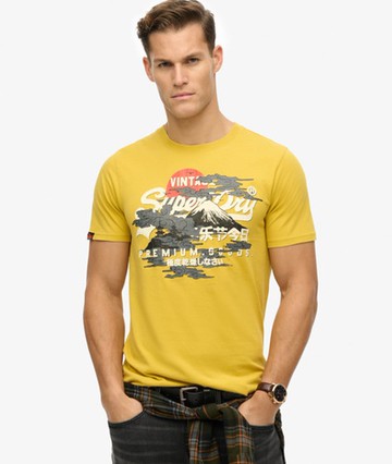 Superdry Men's Vintage Logo Tokyo Relaxed T-shirt Yellow Size: L