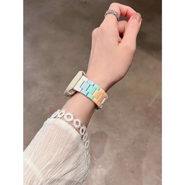 《台灣出貨》適用 APPLE WATCH 彩虹三珠錶帶 三株錶帶 S11 S10 SE3 46mm 45mm 女士錶帶