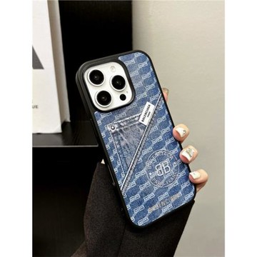 潮牌新款簡約字母蘋果16promax手機殼Magsafe適用iPhone15/14/13/12男女情侶防摔鏡面磁吸牛仔布手機殼全包