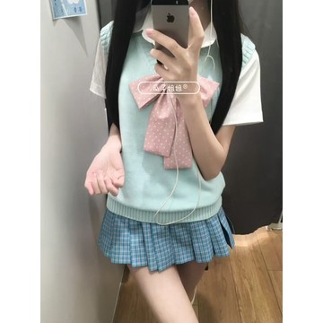 【學院風套裝】日系JK制服 格裙 套頭背心馬甲 女學生校供軟妹 兩件式套裝 學院風背心 格紋裙 軟妹風 日系學院風