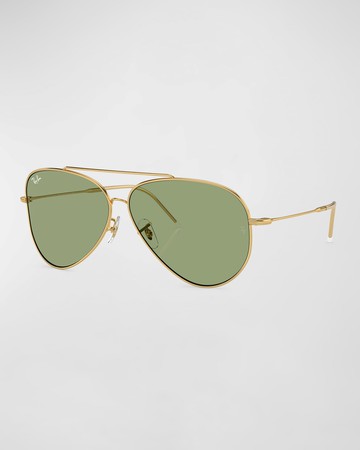 Golden Metal & Plastic Aviator Sunglasses