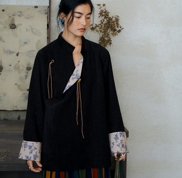 【肆意生長】新中式復古藏風 美學外套/條紋裙