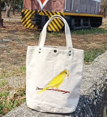 和尚鸚鵡   刺繡 小提袋  胚布袋 手提袋