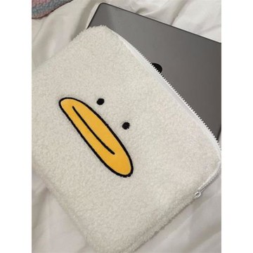 韓國ins毛絨刺繡黃嘴鴨ipad平板電腦包11/13/15寸筆記本電腦收納