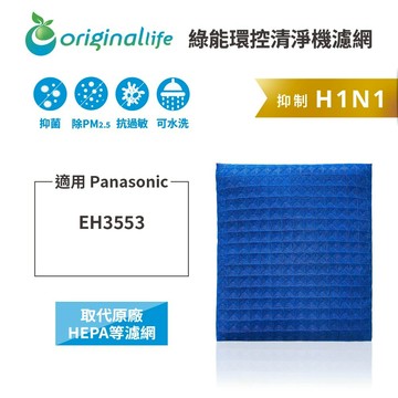 適用Panasonic：EH3553【Original Life】沅瑢 長效可水洗★超淨化PRO空氣清淨機濾網