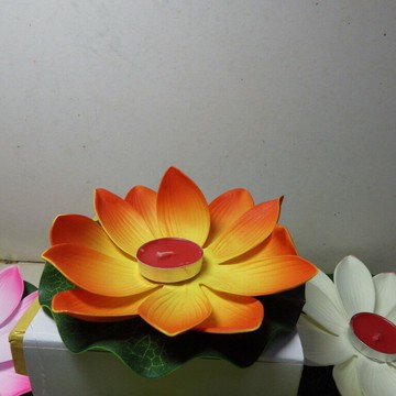 福蓮花燈採EVA環保塑膠內置酥油燈燭(點完可更換) 直徑14CM*3.5cm