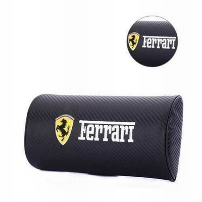 新品！２個セット フェラーリ Ferrari カーボン調首枕 ロゴ入り ネックパッド 黒 ヘッドレスト 汎用
