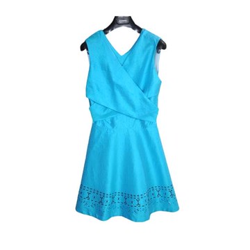 Just Cavalli 天藍色 絲綿混紡 立體浮雕面料 長裙 A字裙 IT40